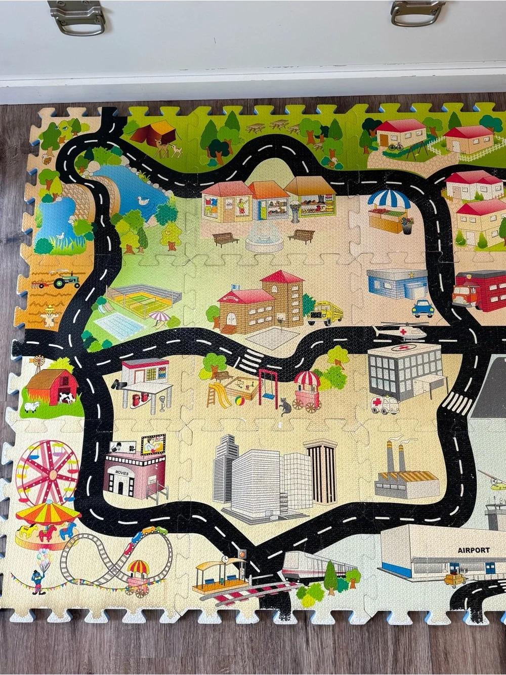 City RoadMap Play Interlocking Foam Puzzle Mat 9 tiles 36”x36” Comes in Bag
